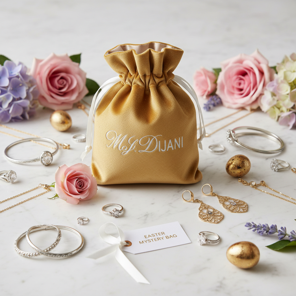 M.J. Dijani Oster-Mystery Bag mit Schmuck in Gold und Silber